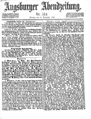 Augsburger Abendzeitung Montag 15. November 1869