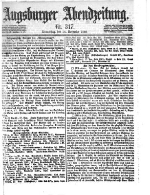 Augsburger Abendzeitung Donnerstag 18. November 1869