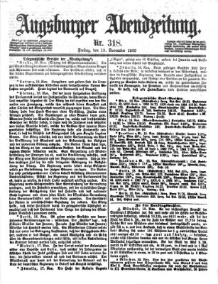 Augsburger Abendzeitung Freitag 19. November 1869