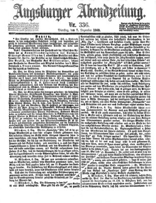 Augsburger Abendzeitung Dienstag 7. Dezember 1869