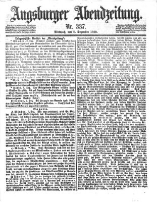 Augsburger Abendzeitung Mittwoch 8. Dezember 1869