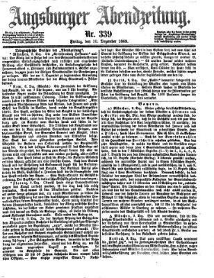 Augsburger Abendzeitung Freitag 10. Dezember 1869