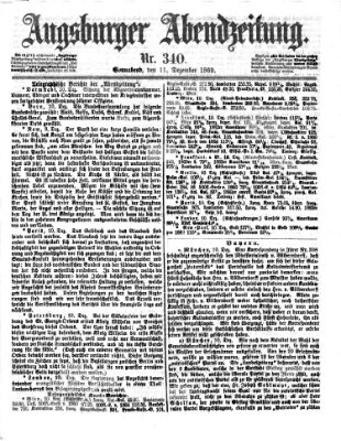 Augsburger Abendzeitung Samstag 11. Dezember 1869