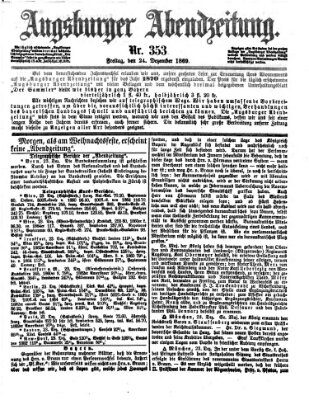 Augsburger Abendzeitung Freitag 24. Dezember 1869