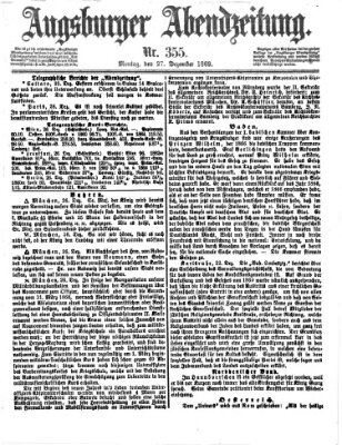 Augsburger Abendzeitung Montag 27. Dezember 1869