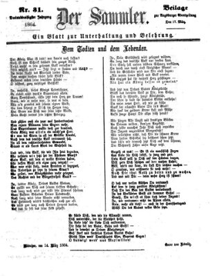 Der Sammler (Augsburger Abendzeitung) Donnerstag 17. März 1864