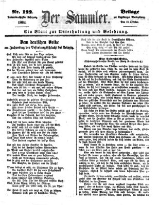 Der Sammler (Augsburger Abendzeitung) Dienstag 18. Oktober 1864