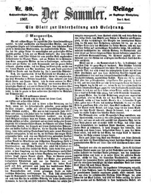 Der Sammler (Augsburger Abendzeitung) Samstag 6. April 1867