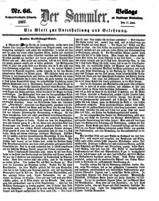 Der Sammler (Augsburger Abendzeitung) Samstag 15. Juni 1867