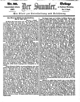 Der Sammler (Augsburger Abendzeitung) Dienstag 13. August 1867