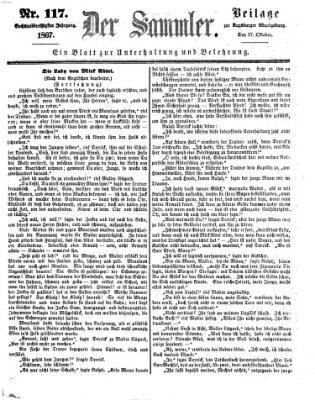 Der Sammler (Augsburger Abendzeitung) Donnerstag 17. Oktober 1867