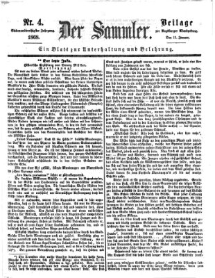 Der Sammler (Augsburger Abendzeitung) Samstag 11. Januar 1868