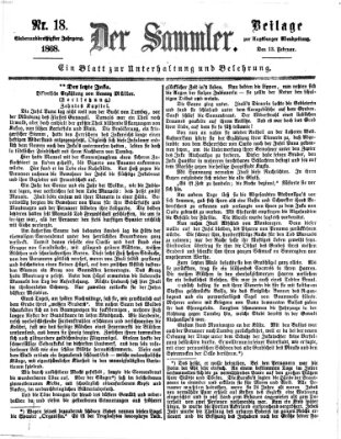 Der Sammler (Augsburger Abendzeitung) Donnerstag 13. Februar 1868