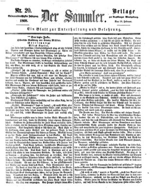 Der Sammler (Augsburger Abendzeitung) Dienstag 18. Februar 1868