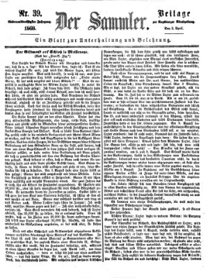 Der Sammler (Augsburger Abendzeitung) Donnerstag 2. April 1868