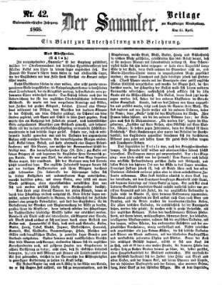 Der Sammler (Augsburger Abendzeitung) Samstag 11. April 1868