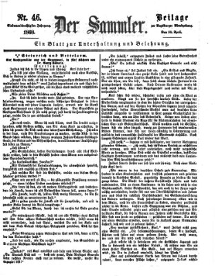 Der Sammler (Augsburger Abendzeitung) Dienstag 28. April 1868