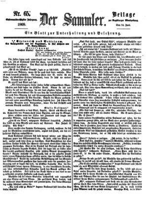 Der Sammler (Augsburger Abendzeitung) Dienstag 16. Juni 1868