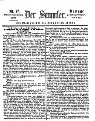 Der Sammler (Augsburger Abendzeitung) Dienstag 14. Juli 1868