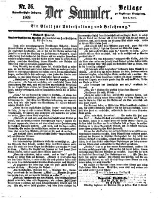 Der Sammler (Augsburger Abendzeitung) Donnerstag 1. April 1869