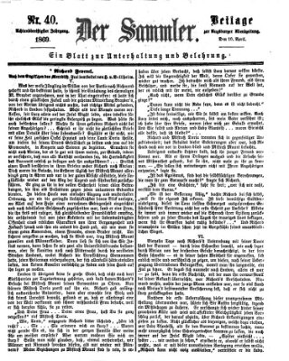 Der Sammler (Augsburger Abendzeitung) Samstag 10. April 1869