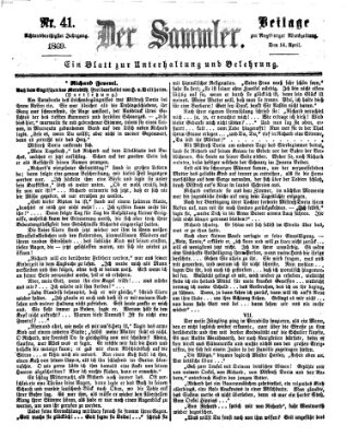 Der Sammler (Augsburger Abendzeitung) Mittwoch 14. April 1869