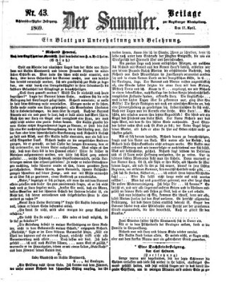 Der Sammler (Augsburger Abendzeitung) Samstag 17. April 1869