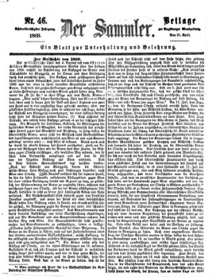 Der Sammler (Augsburger Abendzeitung) Dienstag 27. April 1869