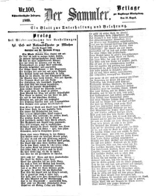 Der Sammler (Augsburger Abendzeitung) Samstag 28. August 1869