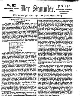 Der Sammler (Augsburger Abendzeitung) Samstag 25. September 1869