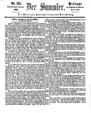 Der Sammler (Augsburger Abendzeitung) Samstag 2. Oktober 1869