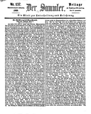 Der Sammler (Augsburger Abendzeitung) Dienstag 23. November 1869