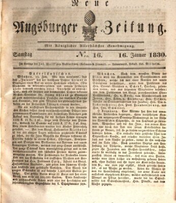 Neue Augsburger Zeitung Samstag 16. Januar 1830