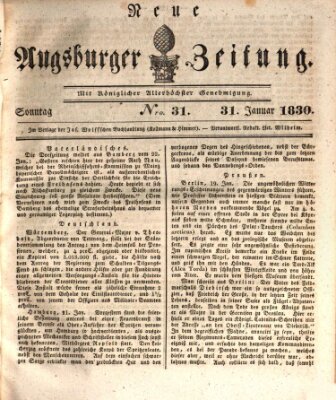 Neue Augsburger Zeitung Sonntag 31. Januar 1830