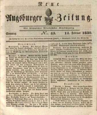 Neue Augsburger Zeitung Sonntag 14. Februar 1830