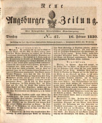 Neue Augsburger Zeitung Dienstag 16. Februar 1830