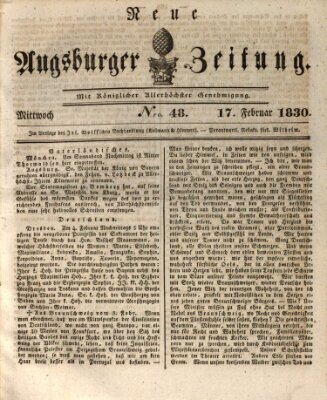 Neue Augsburger Zeitung Mittwoch 17. Februar 1830