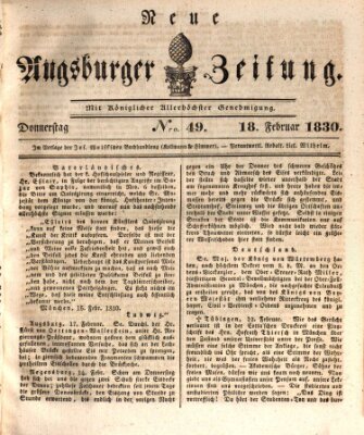 Neue Augsburger Zeitung Donnerstag 18. Februar 1830