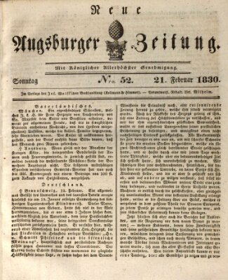 Neue Augsburger Zeitung Sonntag 21. Februar 1830