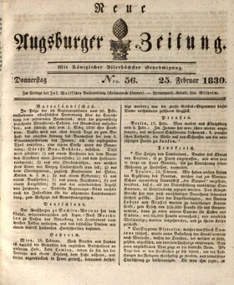 Neue Augsburger Zeitung Donnerstag 25. Februar 1830