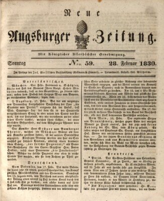 Neue Augsburger Zeitung Sonntag 28. Februar 1830