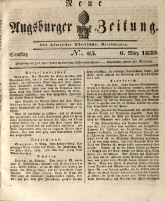 Neue Augsburger Zeitung Samstag 6. März 1830