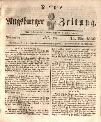 Neue Augsburger Zeitung Donnerstag 11. März 1830