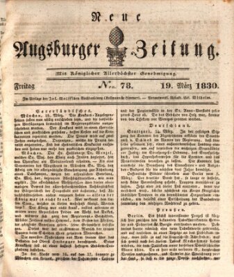 Neue Augsburger Zeitung Freitag 19. März 1830