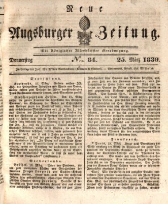 Neue Augsburger Zeitung Donnerstag 25. März 1830