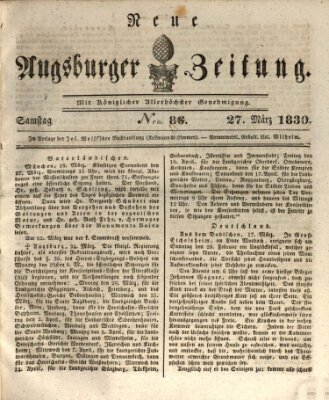 Neue Augsburger Zeitung Samstag 27. März 1830