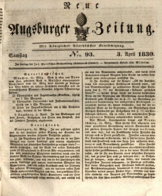 Neue Augsburger Zeitung Samstag 3. April 1830