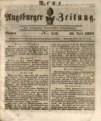 Neue Augsburger Zeitung Dienstag 20. April 1830