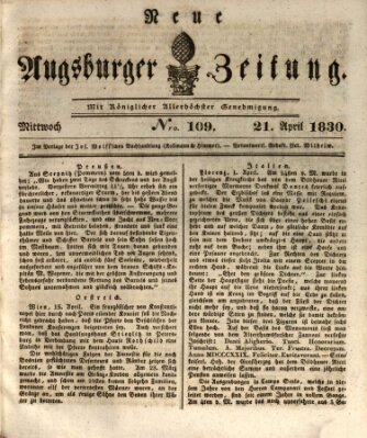 Neue Augsburger Zeitung Mittwoch 21. April 1830