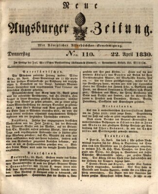 Neue Augsburger Zeitung Donnerstag 22. April 1830